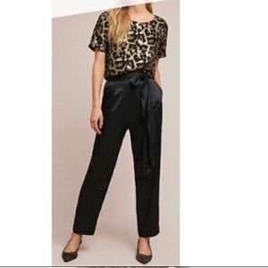 Anthropologie Ett:Twa black satin ankle pants
